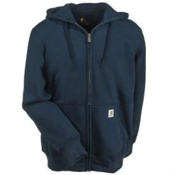 Carhartt Sweatshirts: Men's Navy Blue Water Repellent 100614 472 Zip Sweatshirt -Work Clothes Store carhartt 100614 472 f 01