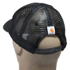 Carhartt Caps: Men's 101195 001 Black Cotton Canvas Mesh Back Dunmore Baseball Cap -Work Clothes Store carhartt 101195 001 b 01