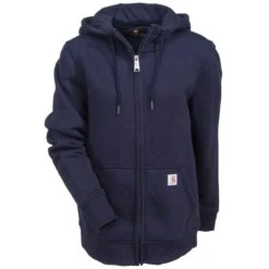 Carhartt Sweatshirts: Women's Heavyweight Clarksburg Navy 102788 412 Full-Zip Hoodie -Work Clothes Store carhartt 102788 412 f 01