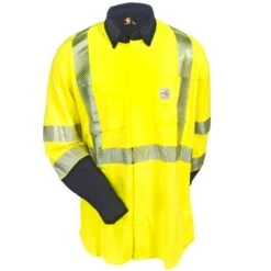 Carhartt Shirts: Force Hybrid FR High Vis 102843 323 Button Down Shirt -Work Clothes Store carhartt 102843323 f 01