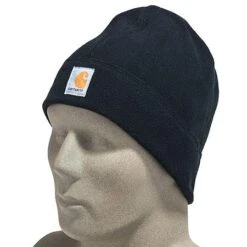 Carhartt Hats: Black Polyester Fleece Hat A207 BLK 7 Carhartt Hats: Black Polyester Fleece Hat A207 BLK -Work Clothes Store carhartt a207 blk p 01