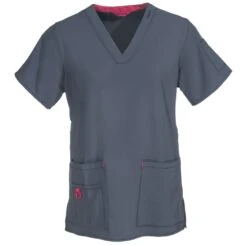 Carhartt Scrubs: Women's 12110 PEW Grey V-Neck Media Scrub Top -Work Clothes Store carhartt c30109a pew f 01