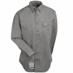 Carhartt Shirts: Men's FRS160 GRY Gray Flame Resistant Twill Shirt 7 Carhartt Shirts: Men's FRS160 GRY Gray Flame Resistant Twill Shirt -Work Clothes Store carhartt frs160gry f 01