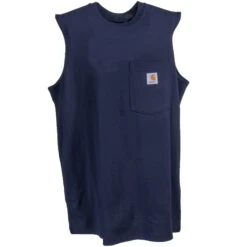Carhartt Shirts: Men's Navy 100374 412 Workwear Pocket Sleeveless T-Shirt -Work Clothes Store carhartt 100374 412 1