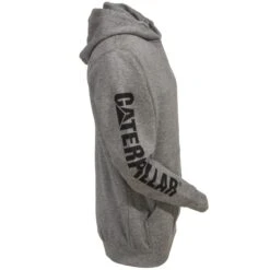 CAT Apparel Sweatshirts: Men's 1910709 004 Grey Hooded Trademark Banner Sweatshirt -Work Clothes Store cat 1910709 004 r 01