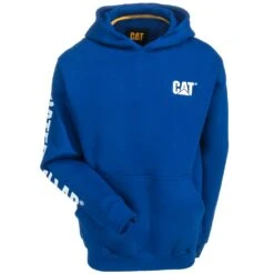CAT Apparel Sweatshirts: Men's 1910709 95B Bright Blue Trademark Banner Hooded Sweatshirt 9 CAT Apparel Sweatshirts: Men's 1910709 95B Bright Blue Trademark Banner Hooded Sweatshirt -Work Clothes Store cat 1910709 bblu f 01