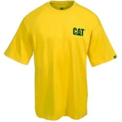 CAT Apparel Shirts: Men's W05324 555 Yellow Trademark Tee Shirt -Work Clothes Store cat w05324 555 f 01