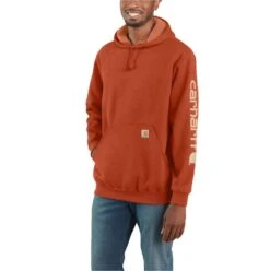 Carhartt Sweatshirts: Men's K288 Q15 Jasper Heather Midweight Hooded Logo Sweatshirt