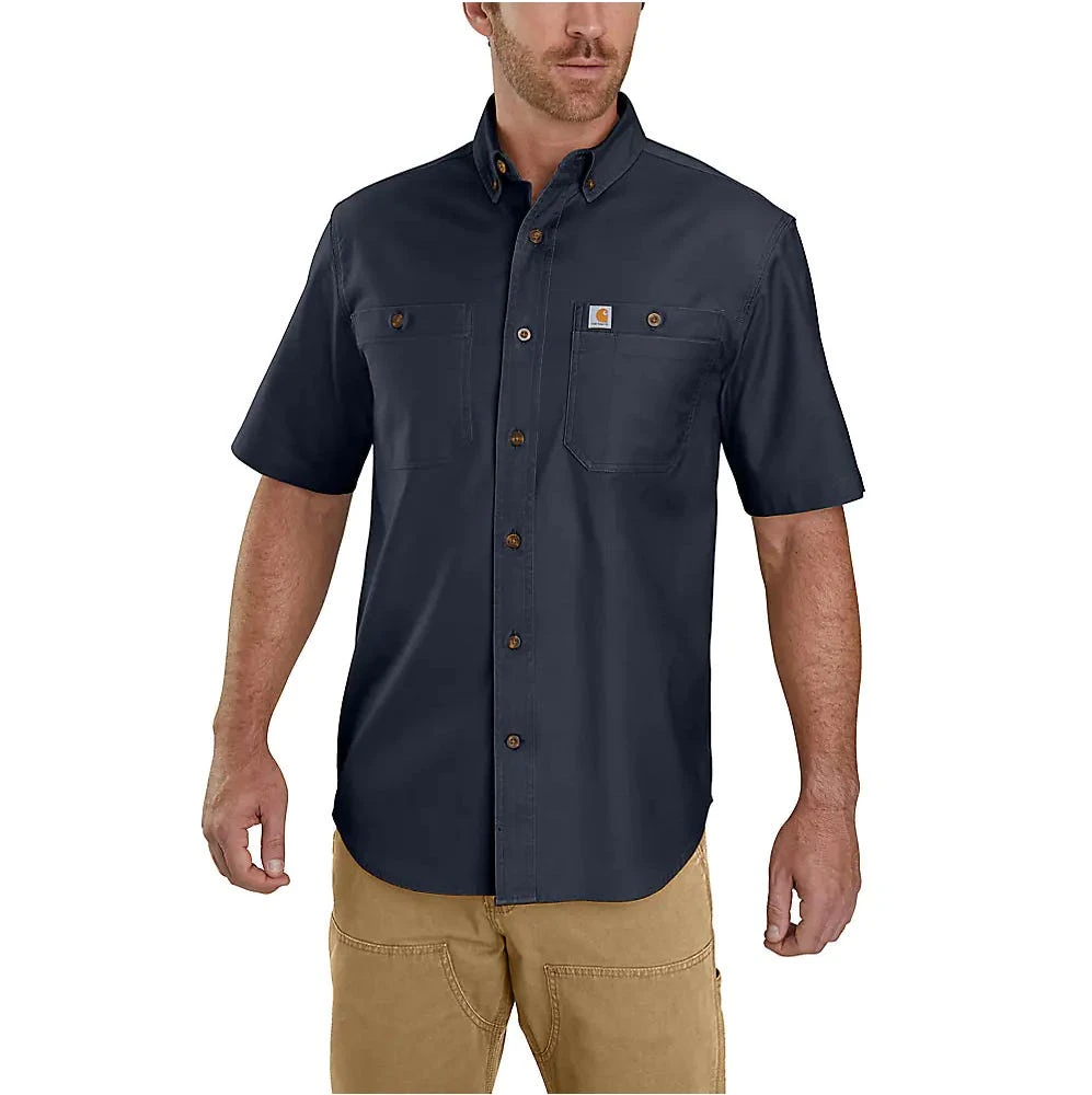 Carhartt Shirts: Men's 103555 412 Navy Rugged Flex Relaxed Fit Midweight Canvas Short Sleeve Shirt 3 Carhartt Shirts: Men's 103555 412 Navy Rugged Flex Relaxed Fit Midweight Canvas Short Sleeve Shirt