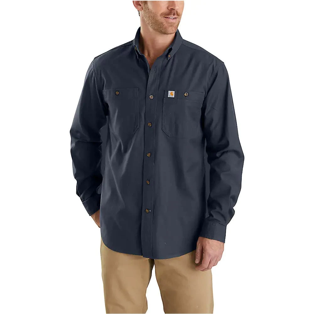 Carhartt Shirts: Men's 103554 412 Navy Rugged Flex Relaxed Fit Midweight Canvas Long Sleeve Shirt 3 Carhartt Shirts: Men's 103554 412 Navy Rugged Flex Relaxed Fit Midweight Canvas Long Sleeve Shirt