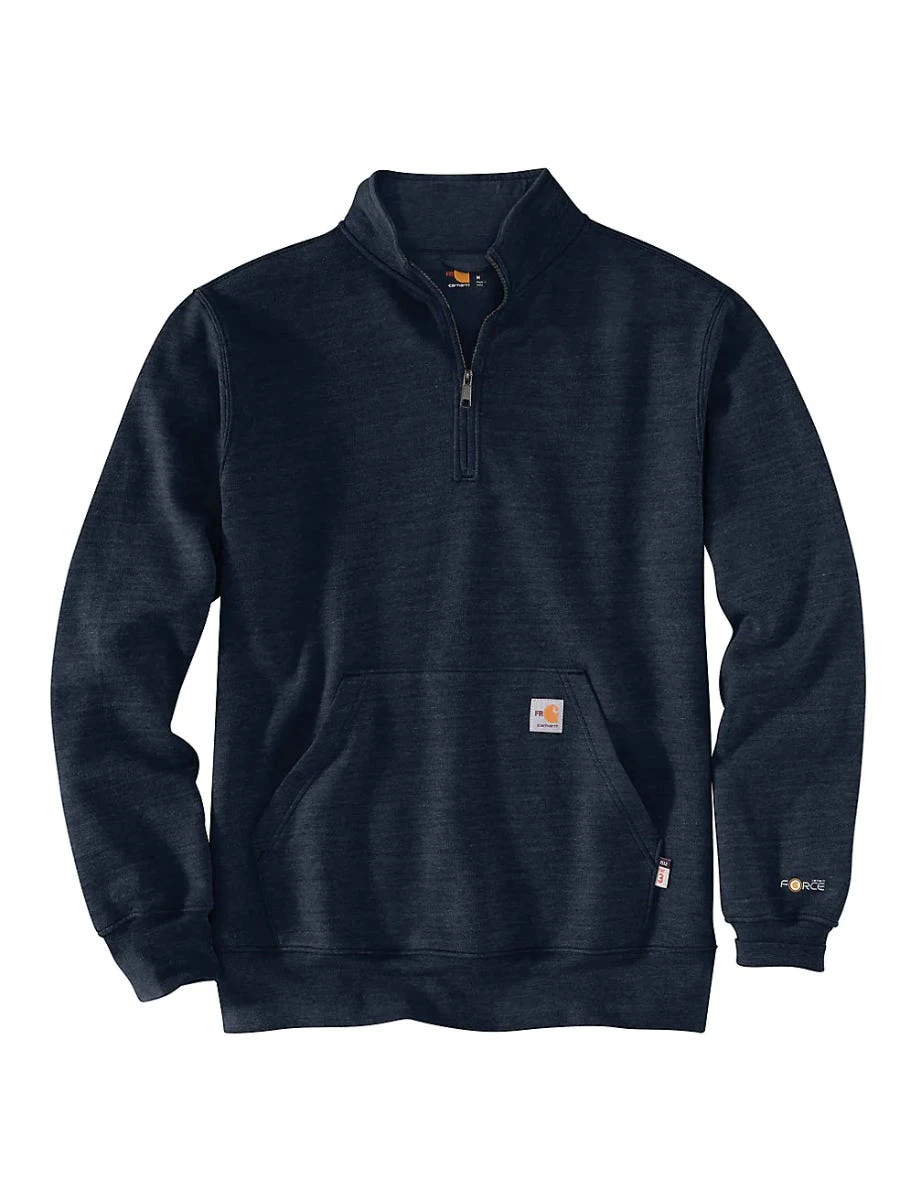 Carhartt Force Sweatshirts: Men's 105028 I26 Navy Flame Resistant Mock Neck Sweatshirt 3 Carhartt Force Sweatshirts: Men's 105028 I26 Navy Flame Resistant Mock Neck Sweatshirt