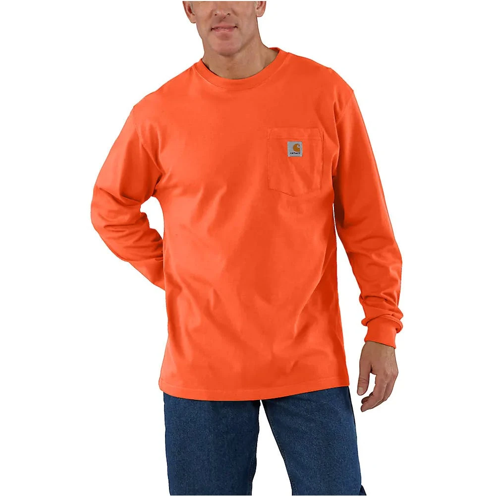 Carhartt Shirts: Men's K126 BOG Brite Orange Cotton Long Sleeve Work Shirt 3 Carhartt Shirts: Men's K126 BOG Brite Orange Cotton Long Sleeve Work Shirt