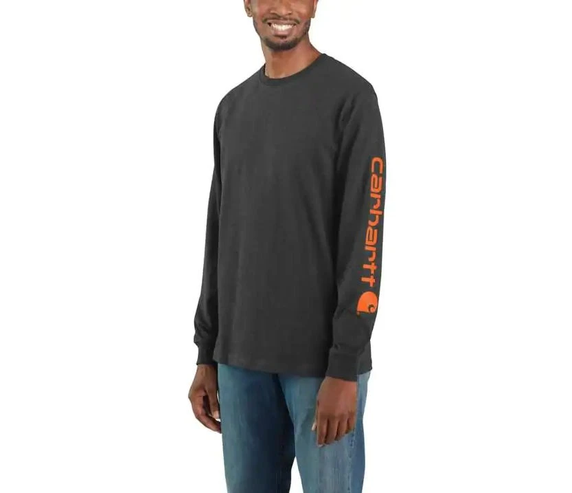 Carhartt Shirts: Men's K231 CRH Carbon Heather Cotton Long Sleeve Logo Shirt 3 Carhartt Shirts: Men's K231 CRH Carbon Heather Cotton Long Sleeve Logo Shirt