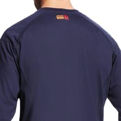 Ariat Work FR: Men's 10022597 Navy Flame Resistant Air Lightweight Long Sleeve Henley Shirt -Work Clothes Store f19 mns work 10022597 detail02