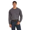 Ariat FR Shirts: Men's 10027889 Charcoal Heather Air Henley Shirt