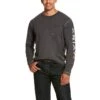 Ariat Rebar Shirt: Men's 10027815 Charcoal Heather Workman Logo T-Shirt -Work Clothes Store f19 mns work gaglione 10027815 front