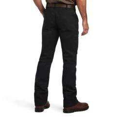 Ariat Rebar Pant: Men's 10041065 Black M5 Straight DuraStretch Washed Twill Dungaree Straight Leg Pant -Work Clothes Store f22 mns work 10041065 back