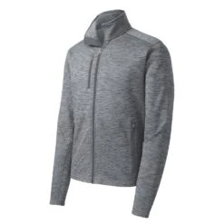 Port Authority Jacket: Men's F231 GRY Grey Digi Stripe Fleece Jacket 14 Port Authority Jacket: Men's F231 GRY Grey Digi Stripe Fleece Jacket -Work Clothes Store f231 grey form front