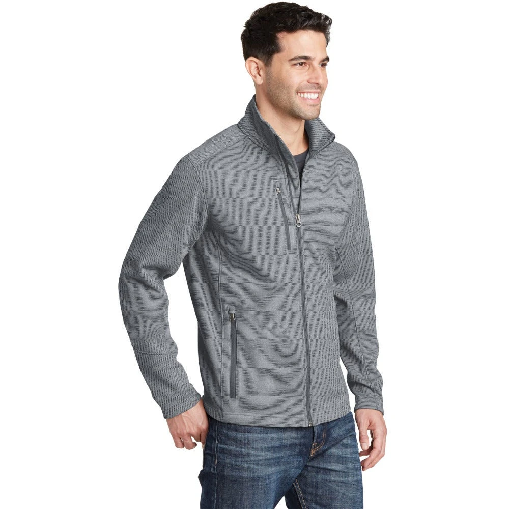 Port Authority Jacket: Men's F231 GRY Grey Digi Stripe Fleece Jacket 3 Port Authority Jacket: Men's F231 GRY Grey Digi Stripe Fleece Jacket