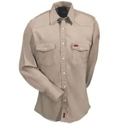 Wrangler Shirts: Men's Khaki FR12140 Flame Resistant Shirt -Work Clothes Store fr70140 wranglerf 01 1