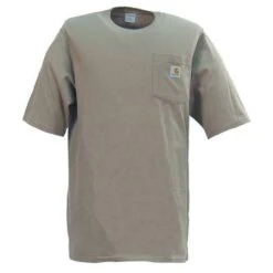 Carhartt Shirts: Men's K87 DES Desert Tan Pocket Short Sleeve Heavyweight Loose Fit T Shirt -Work Clothes Store image 50731