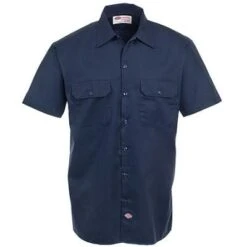 Dickies Shirts: Men's Navy 1574 NV Stain Release Short Sleeve Work Shirt -Work Clothes Store image 58274