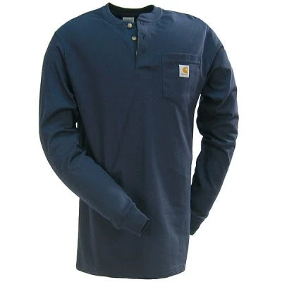 Carhartt Shirts: Men's Navy K128 NVY Long Sleeve Workwear Henley Shirt 4 Carhartt Shirts: Men's Navy K128 NVY Long Sleeve Workwear Henley Shirt - Image 2
