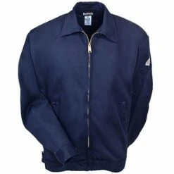 Bulwark Jackets: Men's JEL2 NV Navy Blue Flame-Resistant Work Jacket -Work Clothes Store image 62387