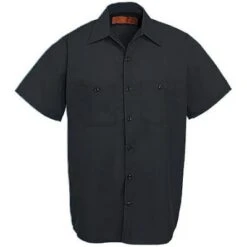 Red Kap Shirts: Men's SP24 BK Black Industrial Short-Sleeve Poplin Work Shirt -Work Clothes Store image 89376