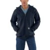 Carhartt Sweatshirts: Men's K122 472 Navy Midweight Hooded Front Zip Sweatshirt -Work Clothes Store k122472
