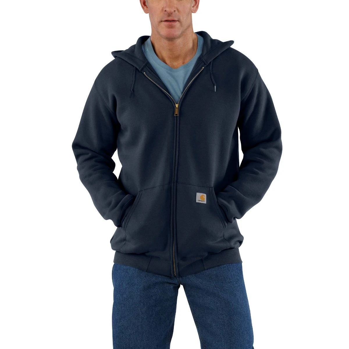 Carhartt Sweatshirts: Men's K122 472 Navy Midweight Hooded Front Zip Sweatshirt 3 Carhartt Sweatshirts: Men's K122 472 Navy Midweight Hooded Front Zip Sweatshirt