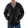 Carhartt Sweatshirts: Men's K122 BLK Black Midweight Hooded Front Zip Sweatshirt -Work Clothes Store k122blk
