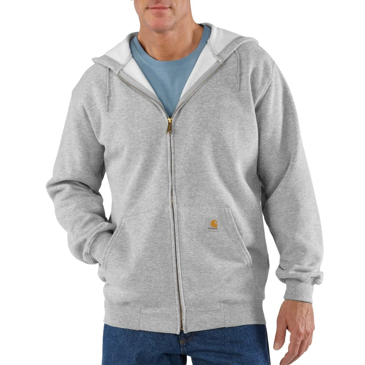 Carhartt Sweatshirts: Men's K122 HGY Heather Grey Midweight Hooded Front Zip Sweatshirt 3 Carhartt Sweatshirts: Men's K122 HGY Heather Grey Midweight Hooded Front Zip Sweatshirt