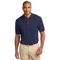 Port Authority Shirts: Men's Cotton Pique Knit Polo Shirt K420 NVY 10 Port Authority Shirts: Men's Cotton Pique Knit Polo Shirt K420 NVY -Work Clothes Store k420 navy model front