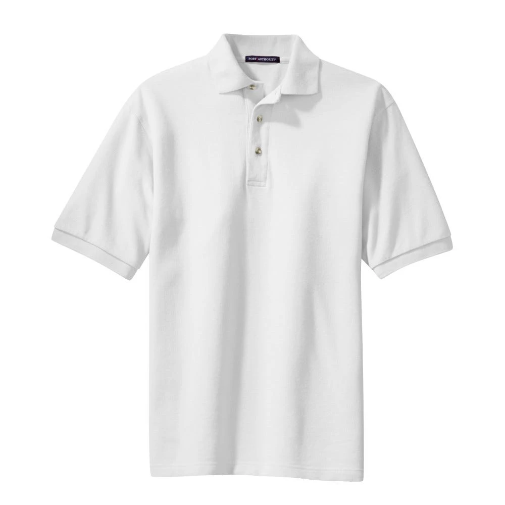 Port Authority Shirts: Men's White K420 WHT Cotton Knit Polo Shirt 7 Port Authority Shirts: Men's White K420 WHT Cotton Knit Polo Shirt - Image 5