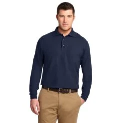 Port Authority Shirts: Men's Silk Touch Navy Polo Shirt K500LS NVY 10 Port Authority Shirts: Men's Silk Touch Navy Polo Shirt K500LS NVY -Work Clothes Store k500ls navy model front 072014