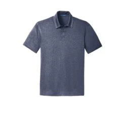 Port Authority Shirts: Men's K576 TNH True Navy Blue Heather Trace Polo Shirt -Work Clothes Store k576 truenavyhthr flat front