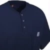 Carhartt Shirts: Men's Navy K84 NVY Cotton Short Sleeve Henley Shirt -Work Clothes Store k84nvy carharttcd 01