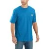 Carhartt Shirts: Men's K87 H72 Marine Blue Heather Weight Pocket Short Sleeve Loose Fit T-Shirt -Work Clothes Store k87 h72