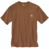 Carhartt Shirts: Men's K87 B00 Oiled Walnut Heather Heavyweight Pocket Short Sleeve Loose Fit T Shirt -Work Clothes Store k87 b00 mf19