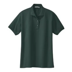 Port Authority Shirts: Women's Silk Touch Green Shirt L500 DGR -Work Clothes Store l500 darkgreen flat front