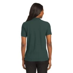 Port Authority Shirts: Women's Silk Touch Green Shirt L500 DGR -Work Clothes Store l500 darkgreen model back 082018