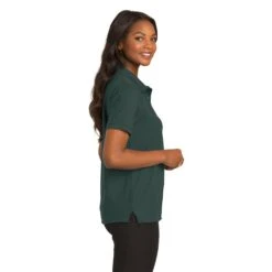Port Authority Shirts: Women's Silk Touch Green Shirt L500 DGR -Work Clothes Store l500 darkgreen model side 082018
