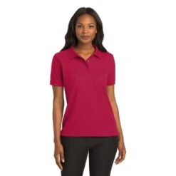 Port Authority Shirts: Women's Red Polo Shirt L500 RED -Work Clothes Store l500 red model front 082018