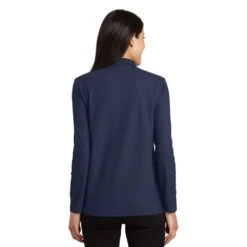Port Authority Shirts: Women's Navy Long Sleeve Polo Shirt L500LS NVY -Work Clothes Store l500ls navy model back 032017