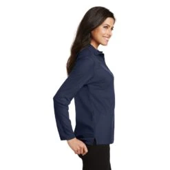 Port Authority Shirts: Women's Navy Long Sleeve Polo Shirt L500LS NVY -Work Clothes Store l500ls navy model side 032017