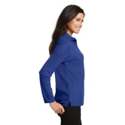 Port Authority Shirts: Women's Royal Blue Polo Shirt L500LS RYL -Work Clothes Store l500ls royal model side 032017