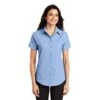 Port Authority Shirts: Womens Light Blue Short Sleeve Shirt L508 LBL -Work Clothes Store l508 lightbluelightstone model front