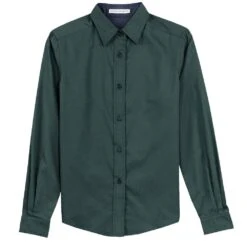 Port Authority Shirts: Women's Green Cotton/Poly Woven Shirt L608 DGR 12 Port Authority Shirts: Women's Green Cotton/Poly Woven Shirt L608 DGR -Work Clothes Store l608 darkgreen front fs06