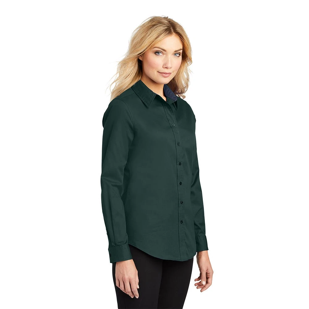 Port Authority Shirts: Women's Green Cotton/Poly Woven Shirt L608 DGR 5 Port Authority Shirts: Women's Green Cotton/Poly Woven Shirt L608 DGR - Image 3